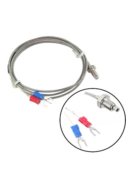 K-Type Thermocouple 1 Metre Sıcaklık Isı Sensörü 0-800C 6mm Dişli