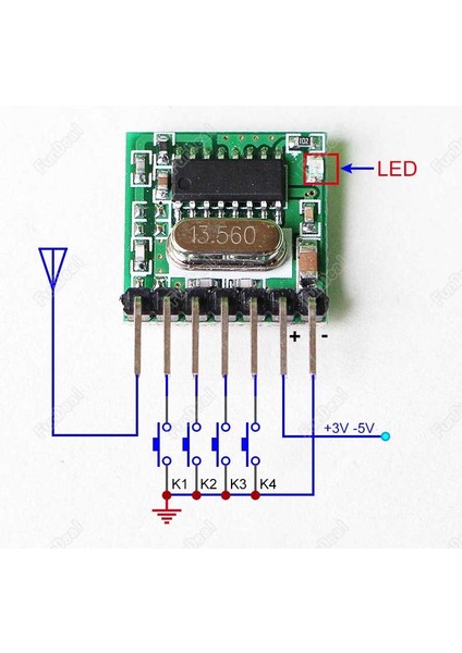 4 Kanal 433MHZ Rf Alıcı Verici Kit - 1527 Formatını Öğrenebilir