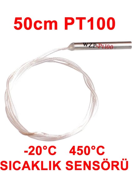 PT100 Platinyum Isı Sıcaklık Sensörü 50cm Su Geçirmez -200C to 450C Metal Koruyucu Dalgıç Prob Terml