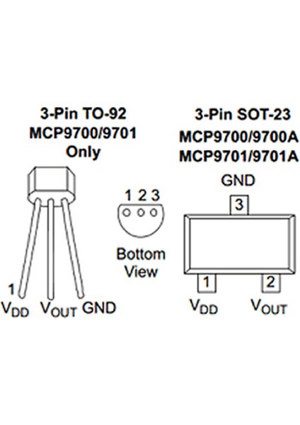 Microchip MCP9700-E/TO Analog Sıcaklık Isı Sensörü LM35 Muadili
