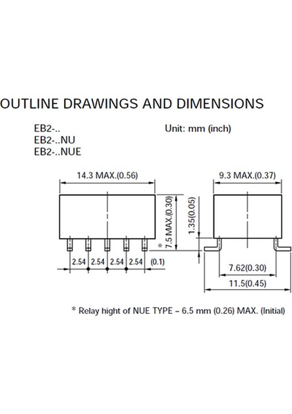 5V Eb2-5nu Smd Röle Dpdt 1A Eb2 Series Non Latching Eb2 Series Smd Low Signal Relays