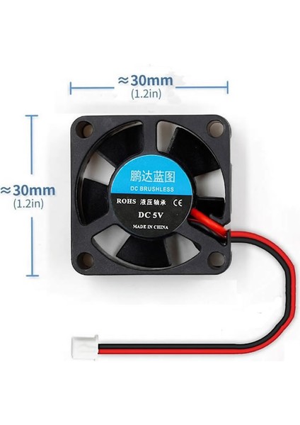 Dc 5V Fan 30X30MM 3X3CM 0,2A 1800 Rpm 7cm Kablo Raspberrypı 3 Pı 2 Ras Pı3 B Ras Pi Model B +