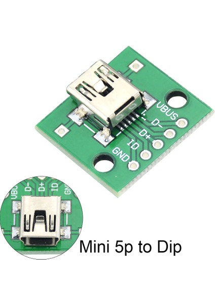 Mini USB To Dip Çevirici Pcb USB Haberleşme Deney Prototip 5V USB Pinlerine Kolay Erişim Kartı