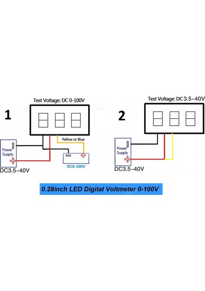 Voltmetre 0.28' 0-100V Mavi 3 Telli Dijital LED Gösterge Voltaj