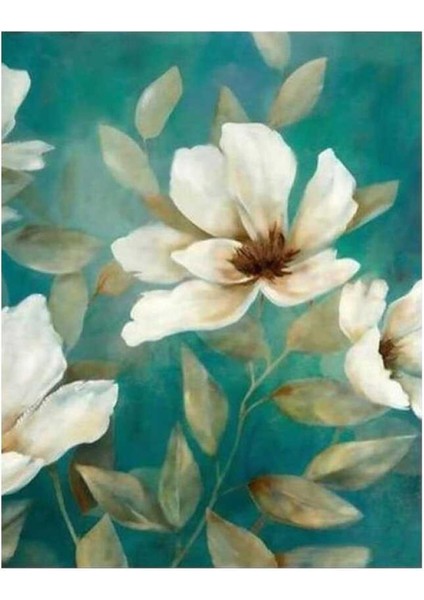 Beyaz Çiçek Sayılarla Boyama Seti 40 x 50 cm