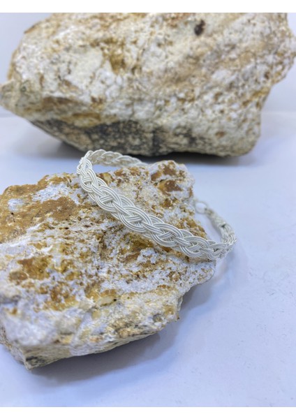Çarpraz Örgü Gümüş Kazaziye 17 cm Bileklik