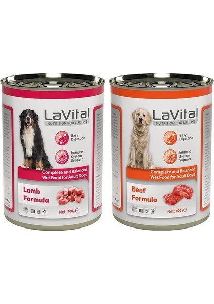 Biftekli & Kuzulu Destekleyici Yetişkin Köpek Konservesi 400 gr 2 Adet