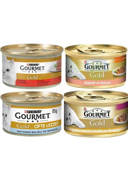 Gourmet Gold Çifte Lezzet Karışık Konserve Mama 85 gr 4 Adet