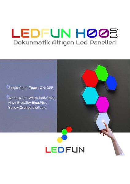 H003 Dokunmatik Altıgen LED Panelleri 6'lı (Yurt Dışından) fiyatları