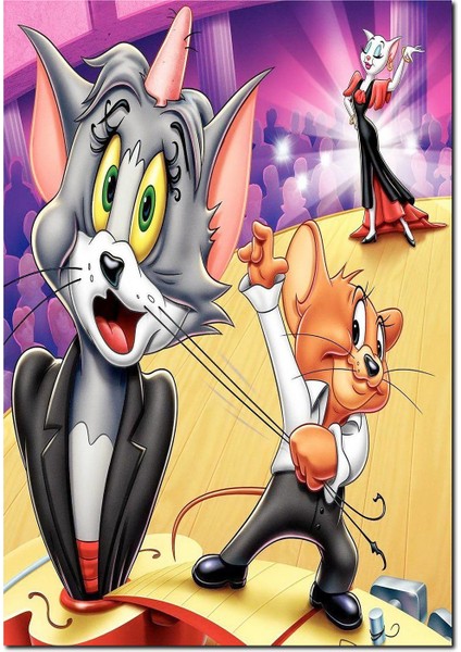 Cakatablo Ahşap Tablo Tom ve Jerry ile Dansçı Kız