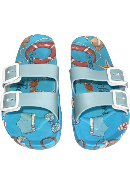 13189 Kaymaz Desenli Kadın Plaj Havuz Bahçe Terliği