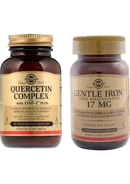 Quercetin Complex With Ester-C Plus 50 Tablet+Solgar Gentle Iron 17 Mg 90 Kapsül