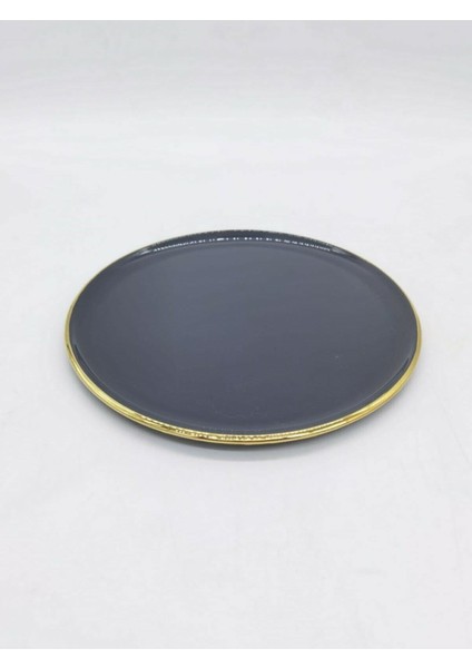 Solid Antrasit Altın 6'lı Servis Tabağı 26 cm 28038