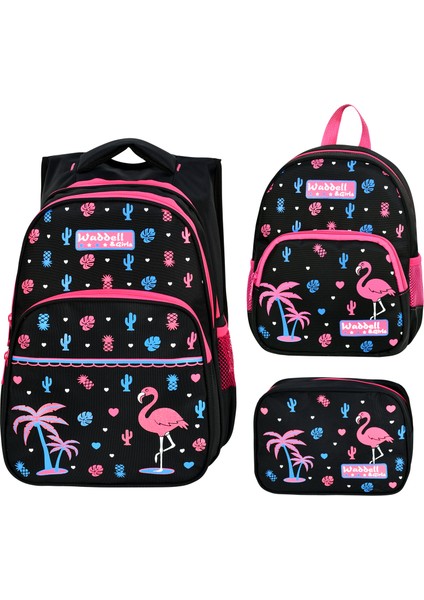 Flamingo İlkokul Beslenme Anaokulu Çantası Siyah - Pembe