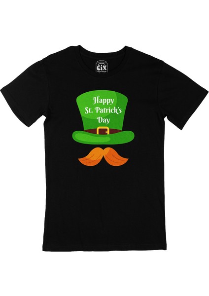 St Patricks Day Şapkalı Siyah Tişört