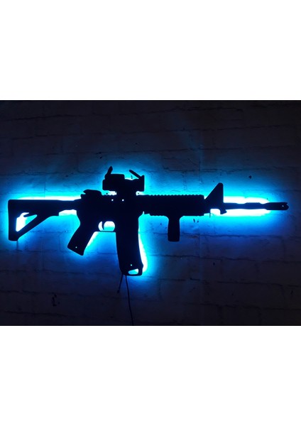 MF Tasarım Rgb Kumandalı M416  LED Işıklı Ahşap Mdf Dekoratif Tablo 50 x 25 cm