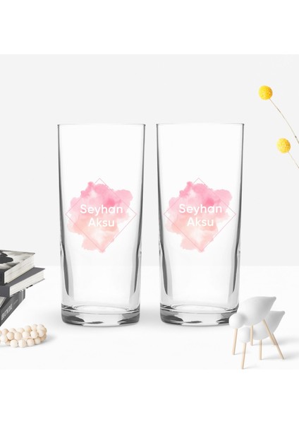 Kişiye Özel Renkli Baskılı Isimli Tasarımlı Ikili Rakı Bardağı SETI-133