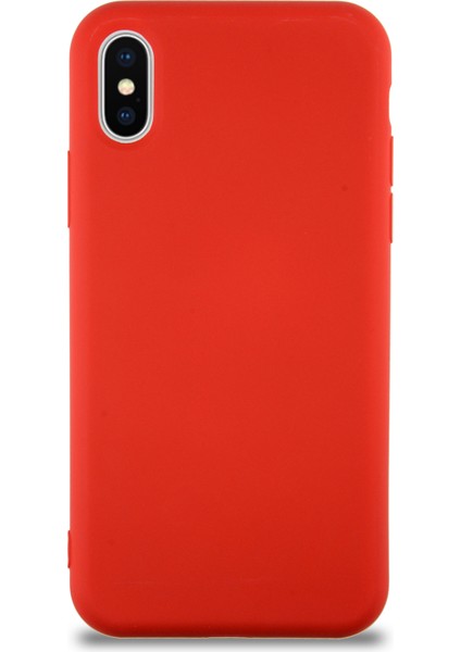Apple iPhone Xs Kapak Içi Kadife Lansman Silikon Kılıf - Kırmızı