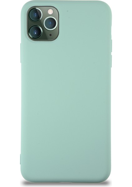 Apple iPhone 11 Pro Max Kapak Içi Kadife Lansman Silikon Kılıf - Turkuaz