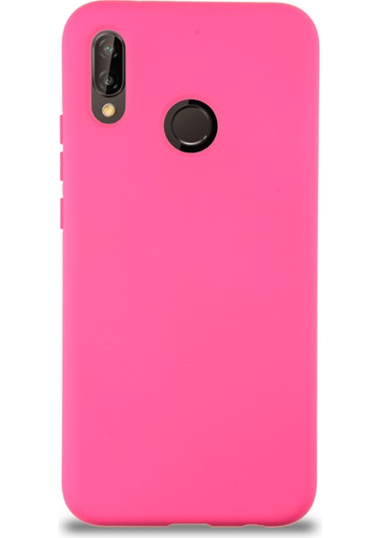 Huawei P20 Lite Kapak Içi Kadife Lansman Silikon Kılıf - Neon Pembe