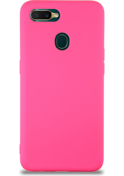 Oppo Ax7 Kapak Içi Kadife Lansman Silikon Kılıf - Neon Pembe
