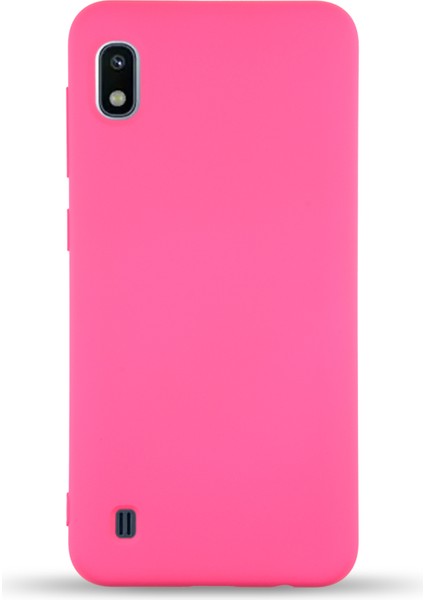 Samsung Galaxy A10 Kapak Içi Kadife Lansman Silikon Kılıf - Neon Pembe