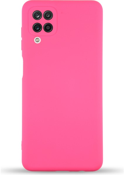 Samsung Galaxy A12 Kapak Içi Kadife Kamera Korumalı Lansman Silikon Kılıf - Neon Pembe