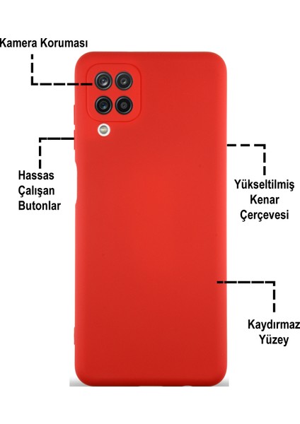 Samsung Galaxy A12 Kapak Içi Kadife Kamera Korumalı Lansman Silikon Kılıf - Neon Pembe fiyatları