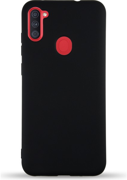 Samsung Galaxy A11 Kapak Içi Kadife Lansman Silikon Kılıf - Siyah