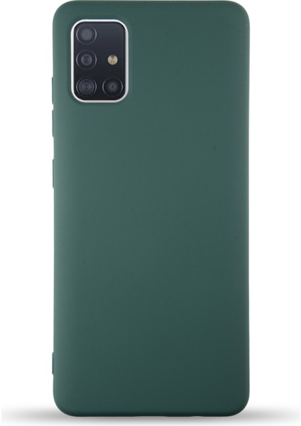 Samsung Galaxy A71 Kapak Içi Kadife Lansman Silikon Kılıf - Yeşil