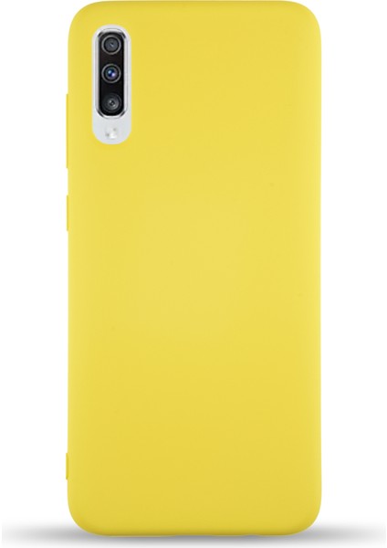 Samsung Galaxy A70 Kapak Içi Kadife Lansman Silikon Kılıf - Sarı