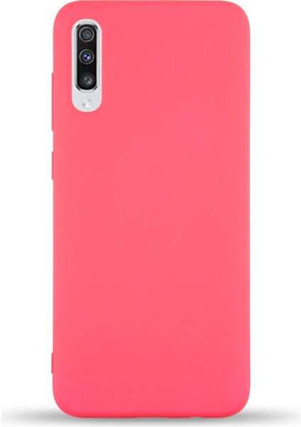 Samsung Galaxy A70S Kapak Içi Kadife Lansman Silikon Kılıf - Neon Pembe