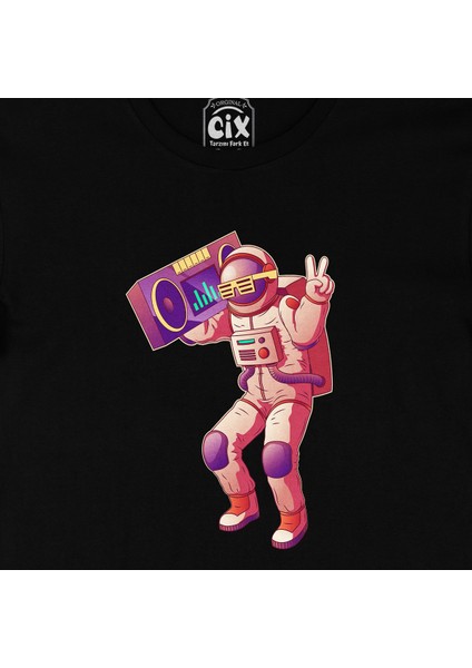 Dans Eden Astronot Siyah T-Shirt