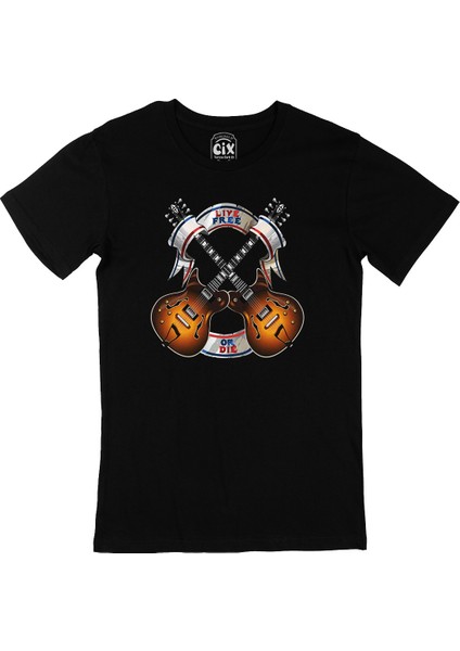 Live Free Or Die Music Siyah T-Shirt