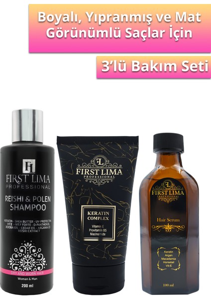 Yıpranmış Karşırı Reishi & Polen Şampuan -Anında Onarıcı Keratin Krem - Işıltı Veren Serum