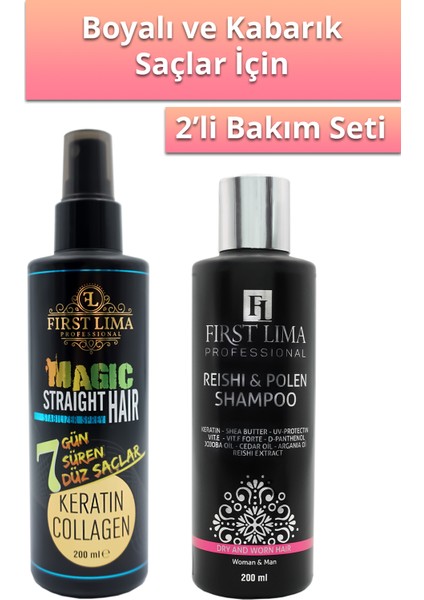 7 Güne Kadar Kalıcı Saç Düzleştirici Keratin Sprey ve Yıpranmış Saçlara Özel Reishi & Polen Bakım Şampuanı 200ML