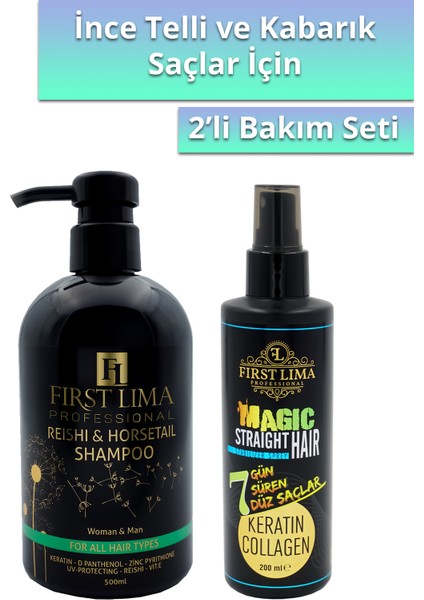 Dökülme Önleyici ve Uzama Desteği Sağlayan Şampuan ve 7 Gün Süren Düzleştirici Keratin Sprey