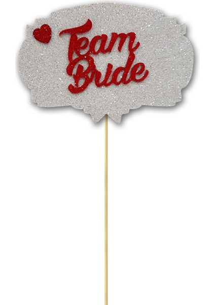 Team Bride Konuşma Balonu Çubuğu - Gümüş & Kırmızı