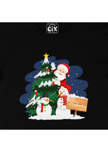 Mutlu Yıllar Santa Claus Siyah T-Shirt fiyatları