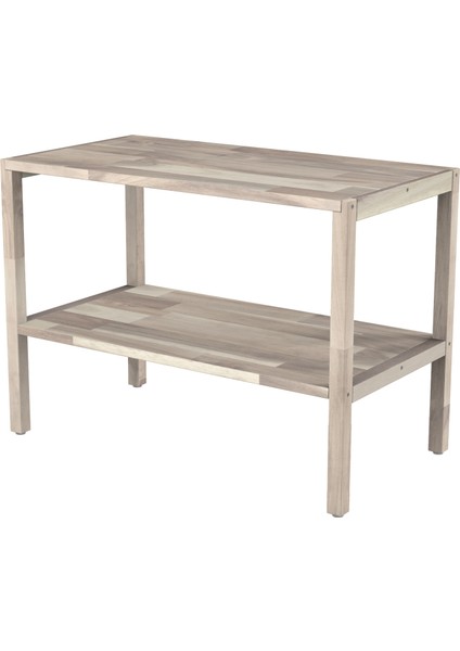 Interbuild Masif Akasya Ağaç,holger 2 Katlı Çok Amaçlı RAF,699X375X500 Mm, Organik Beyaz