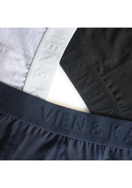 Erkek Siyah Gri Lacivert 3’lü Paket Düz Likralı Boxer Şort indirimleri