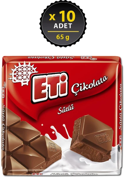 Sütlü Kare Çikolata 65 g x 10 Adet