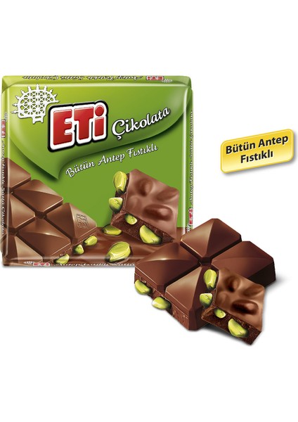 Antep Fıstıklı Kare Çikolata 60 g x 10 Adet