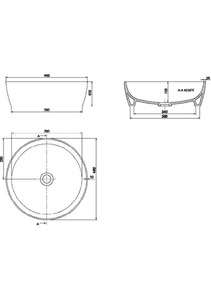 Seramik Cerastyle One 46CM Tezgah Üstü Çanak Lavabo fırsatları