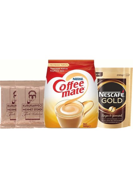 Gold 200 gr Coffe Mate 500 gr Mehmet Efendi 100 gr X2