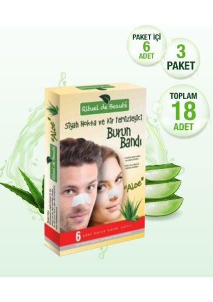 Aloe Vera Siyah Nokta Burun Bandı 3 Adet