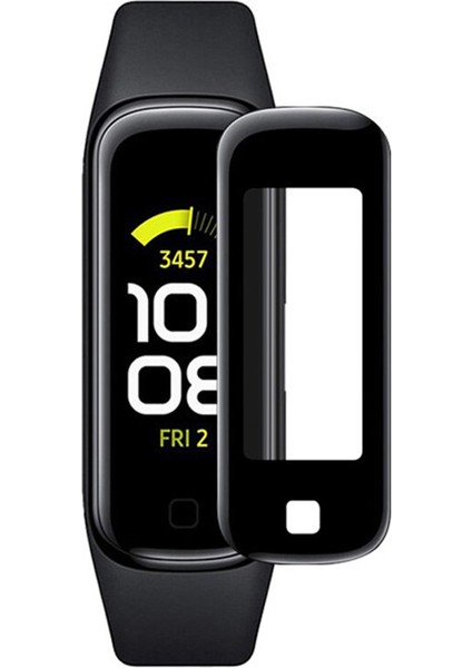 Samsung Galaxy Fit 2 Tam Kaplayan Kavisli Ekran Koruyucu 3D Pet Film - Siyah