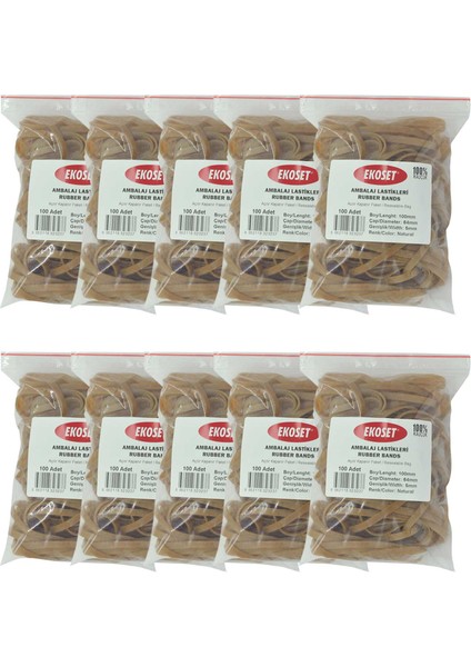Geniş Kalın Kauçuk Paket Ambalaj Kasa Lastiği 100 x 5 mm 1000'LI