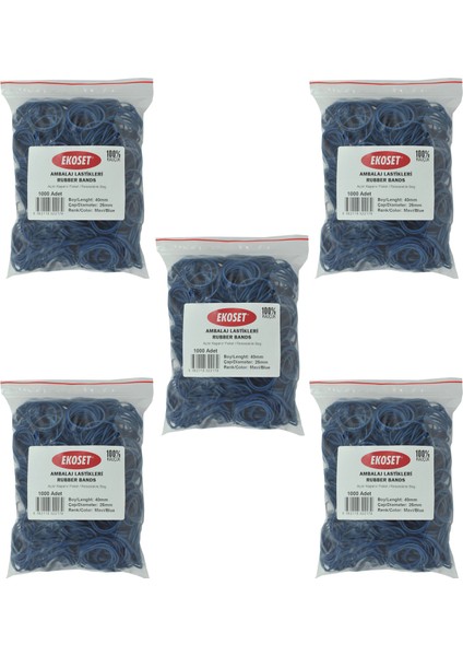 Kauçuk Renkli Paket Ambalaj Toka Maydonoz Para Lastiği Mavi 40 mm 5000'li