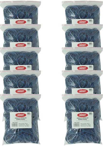 Kauçuk Renkli Paket Ambalaj Para Lastiği Mavi 70 mm 10000'li